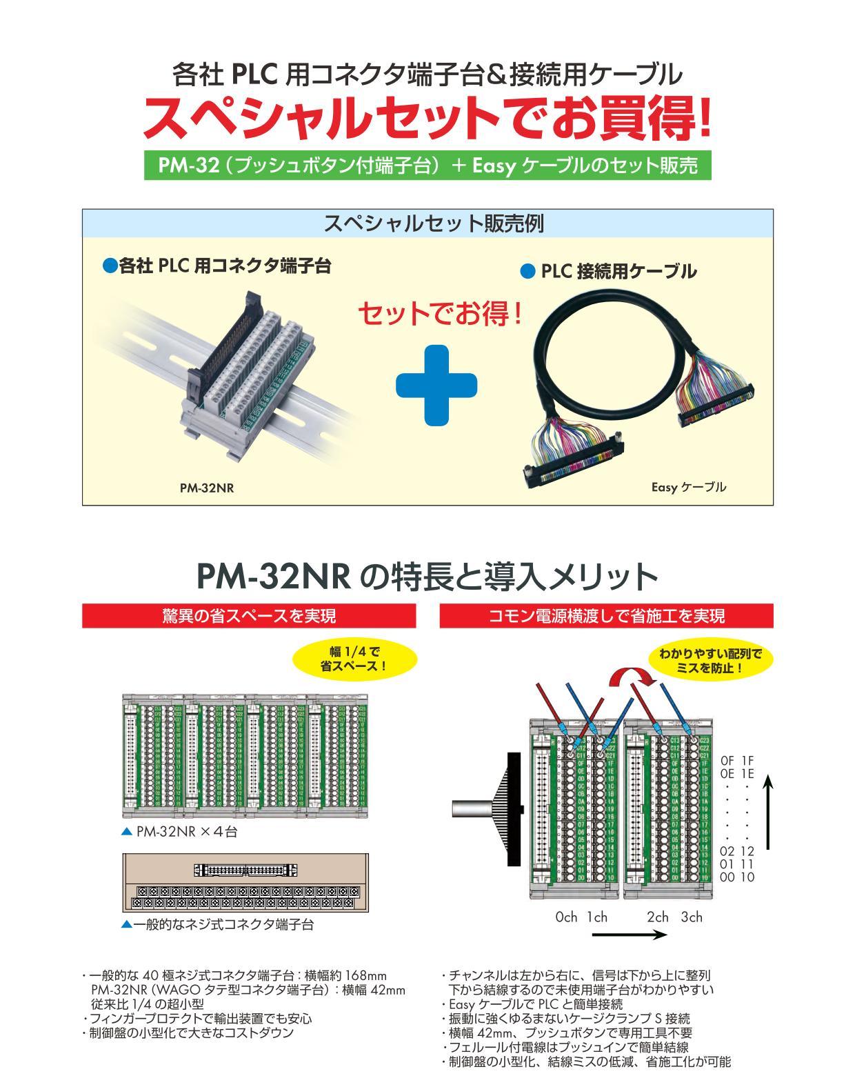 各社 PLC 用コネクタ端子台＆接続用ケーブル